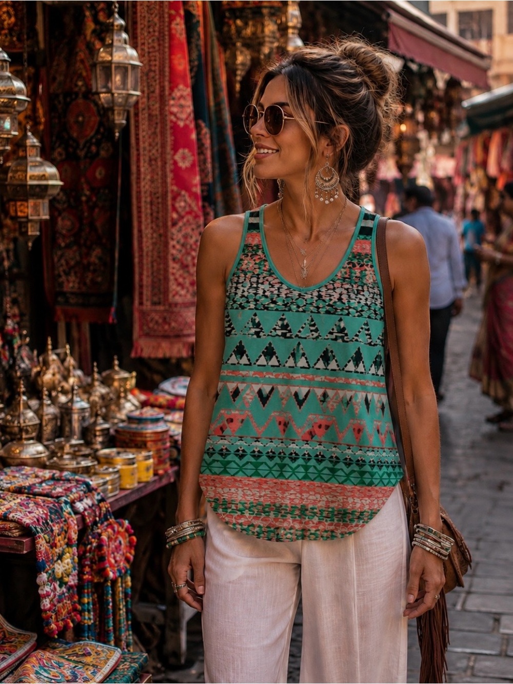 MY MICHELLE Sleeveless Aztec Design Tank Top